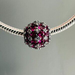 NEW Authentic Pandora Sparkling Pave Round RED Charm / Pandora Bracelet